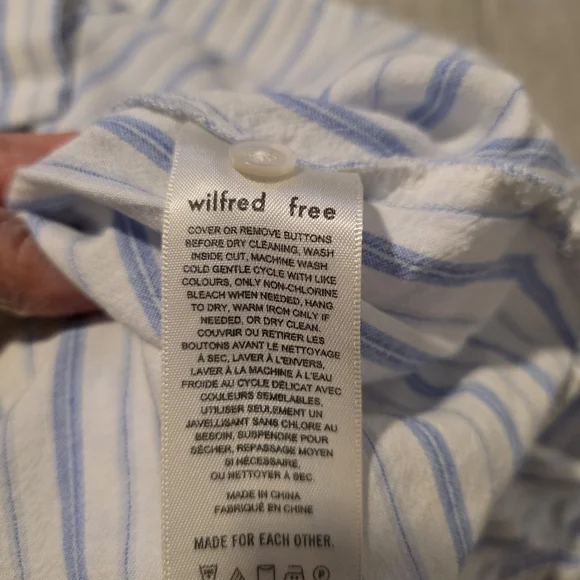 Wilfred Blue and White Striped Casual Button-Down Shirt - Picture 8 of 9